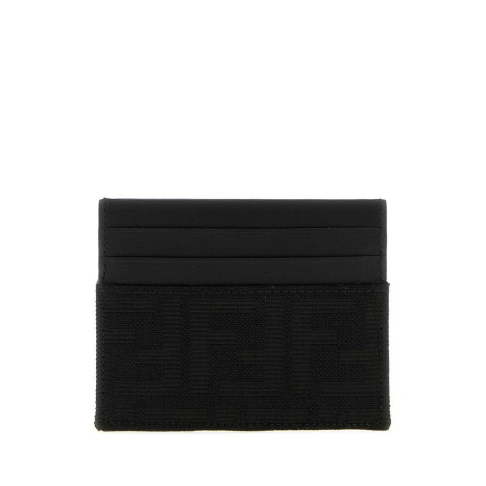 Fendi Men Black Jacquard Ff Card Holder